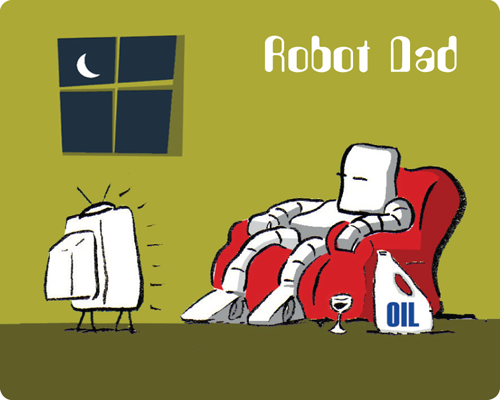 Robot Dad: Oil and TV