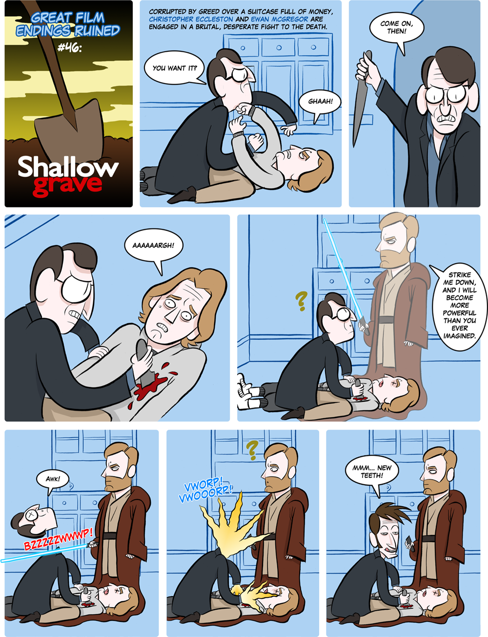 Comic: Shallow Grave Ending - Christopher Eccleston & Ewan McGregor fight to the death