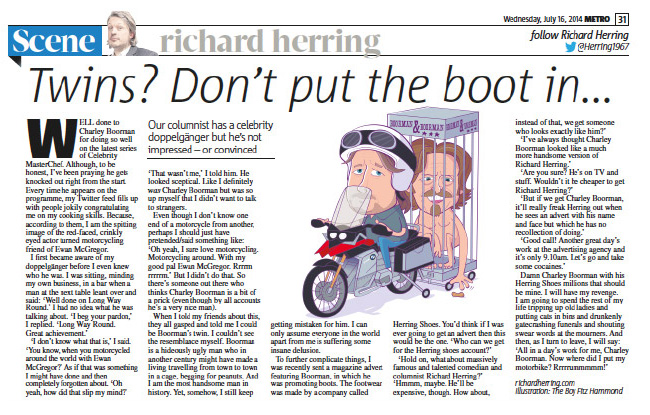 Richard Herring's weekly column in Metro